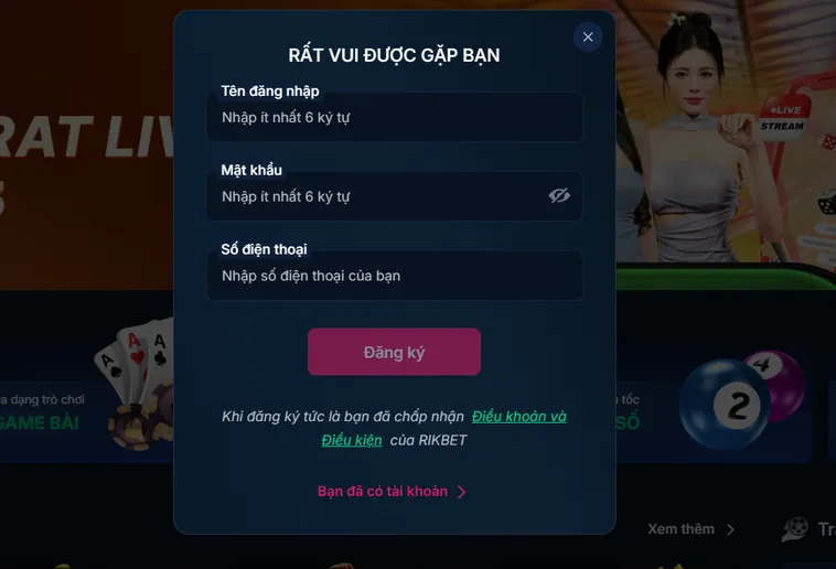 Đăng Ký RikBet Hướng Dẫn Chi Tiết Quy Trình Tạo Tài Khoản Thành Viên Nhanh Nhất