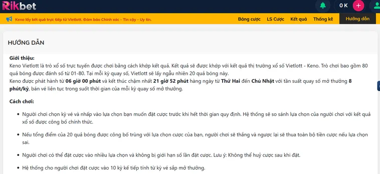 Khám Phá Thế Giới Keno Vietlottt Tại RikBet Với Tỷ Lệ Thắng Lớn