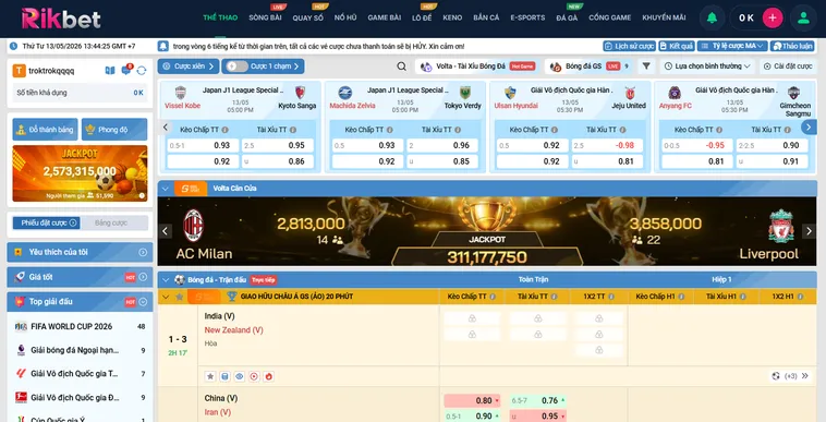 Thể Thao K Sports RikBet Trải Nghiệm Cá Cược Đẳng Cấp Với Hệ Thống Kèo Khủng